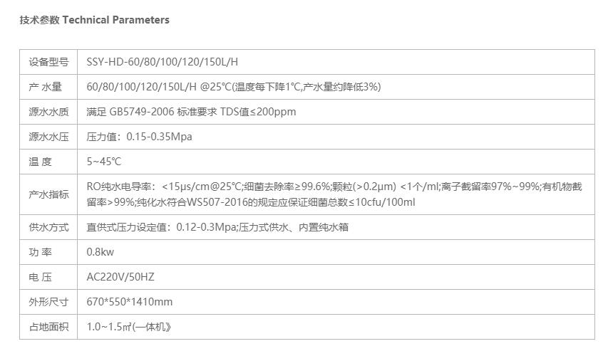SSY-HD无菌水设备参数